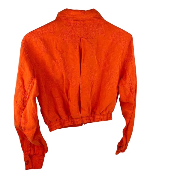 Anthropologie Cartonnier Textured Jacquard Eisenhower Orange Utility Jacket XS - Picture 12 of 13